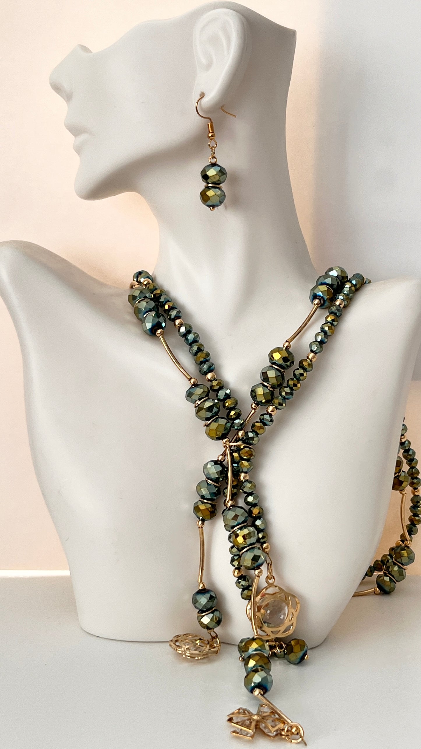 Set collar y aretes / Chapa de Oro 14K