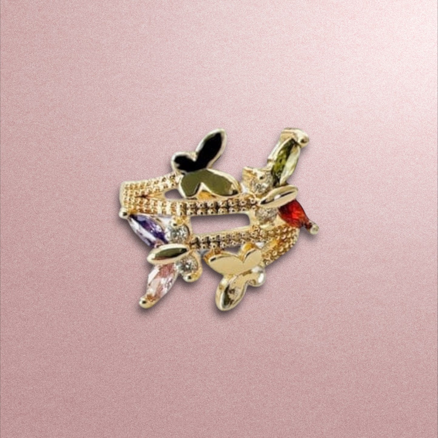 Multicolor Butterfly Ring / 18K Laminated Gold