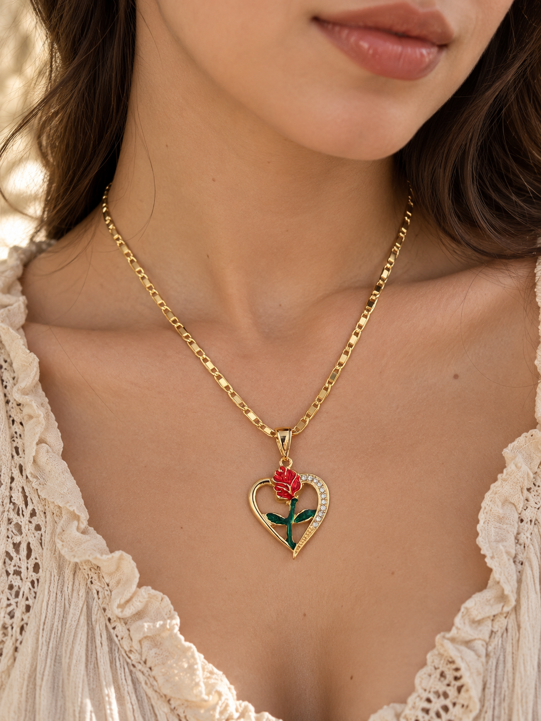 Cadena con dije corazón/ Oro Laminado 18K