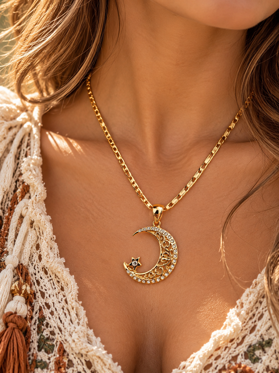 Cadena con dije luna / Oro Laminado 18K