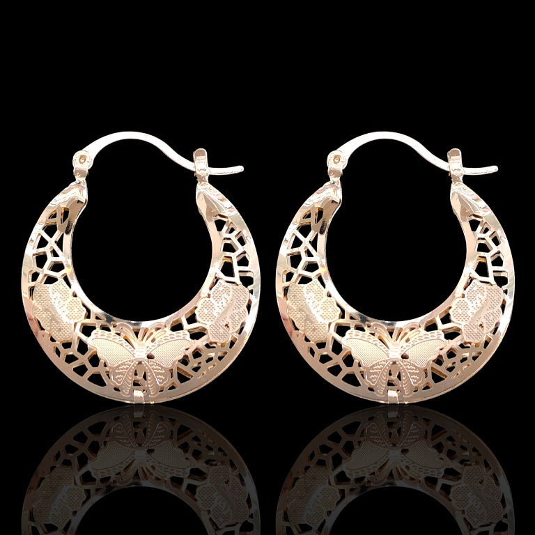 Arracadas fasetada medianas / Oro Laminado 18K