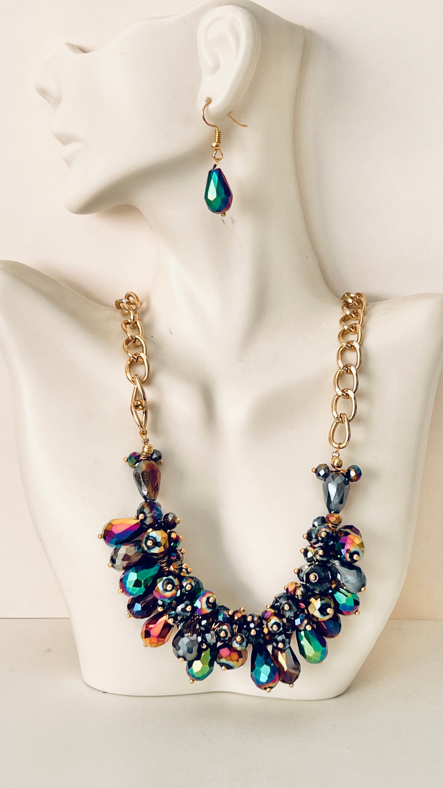 Set collar y aretes / Chapa de Oro 14K