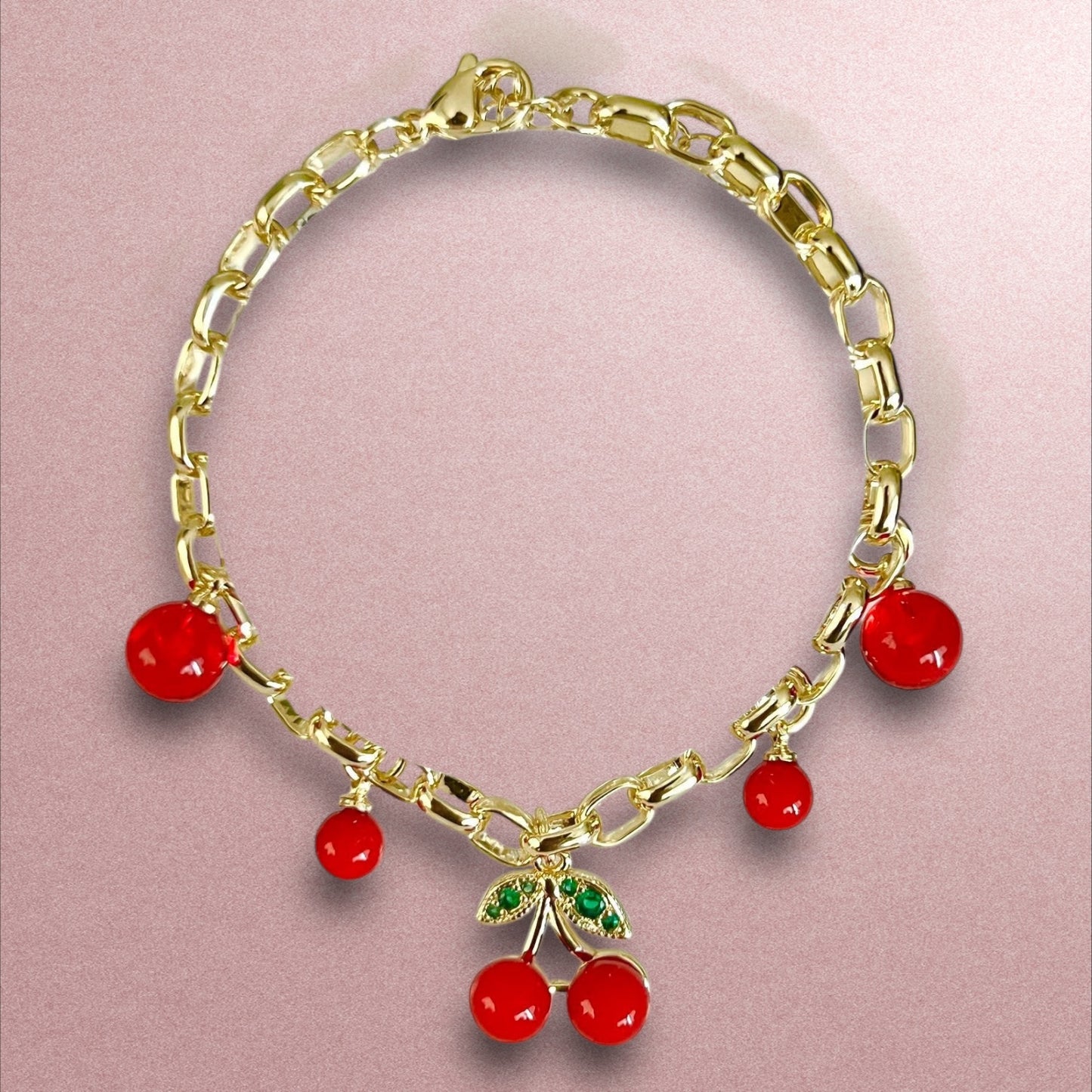 Pulsera cerezas 🍒/ Oro laminado 18K