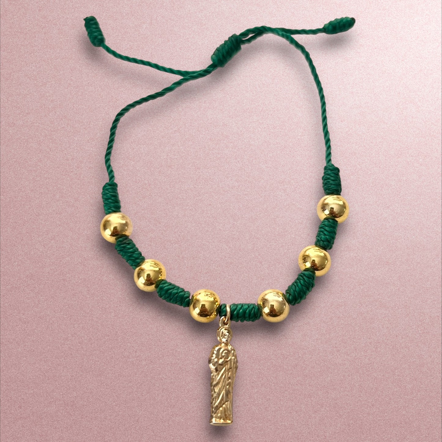 Pulsera de hilo San Judas / Chapa de Oro 14K