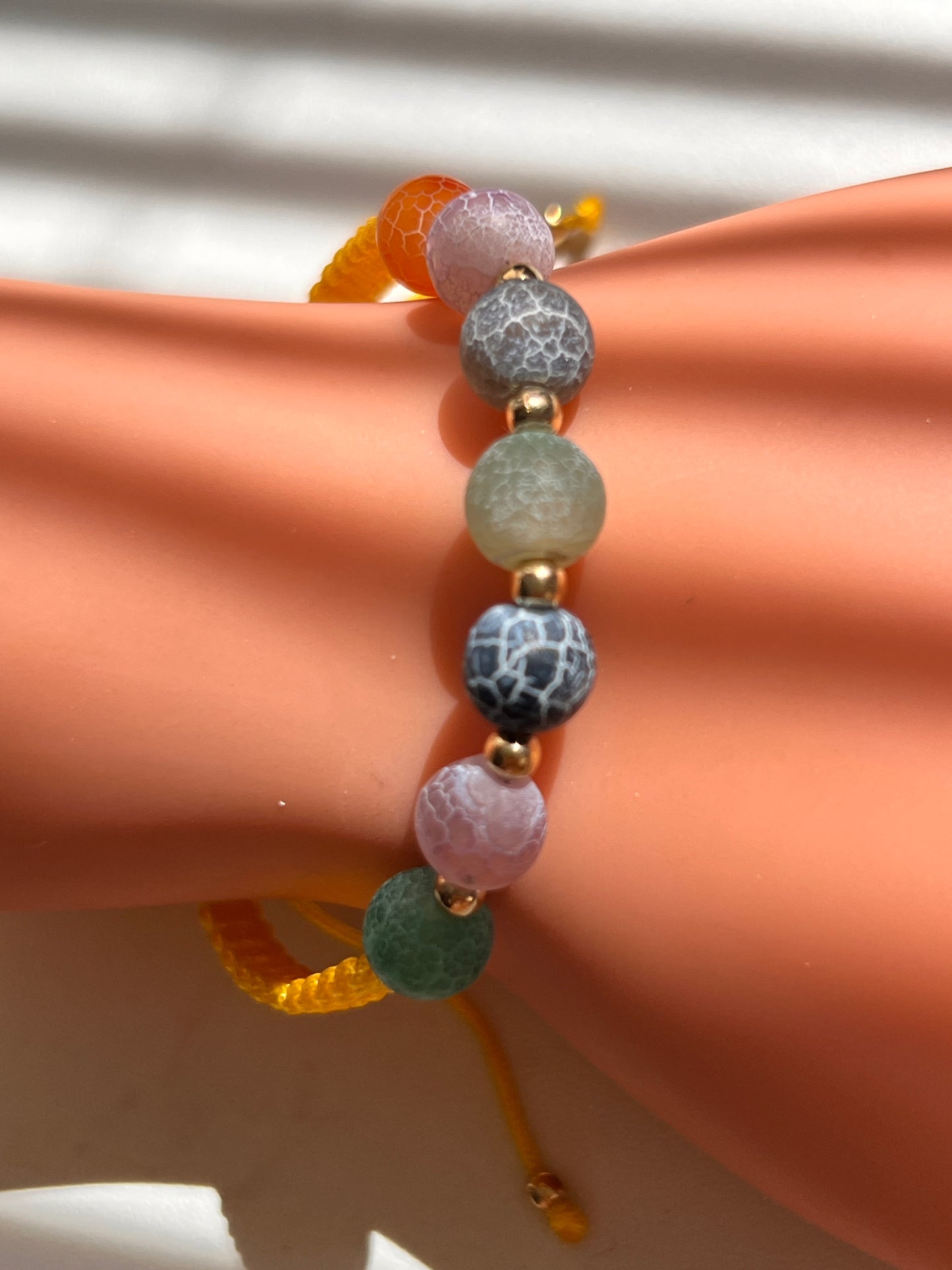 Pulsera de hilo 7 Chakras / Chapa de Oro 14K