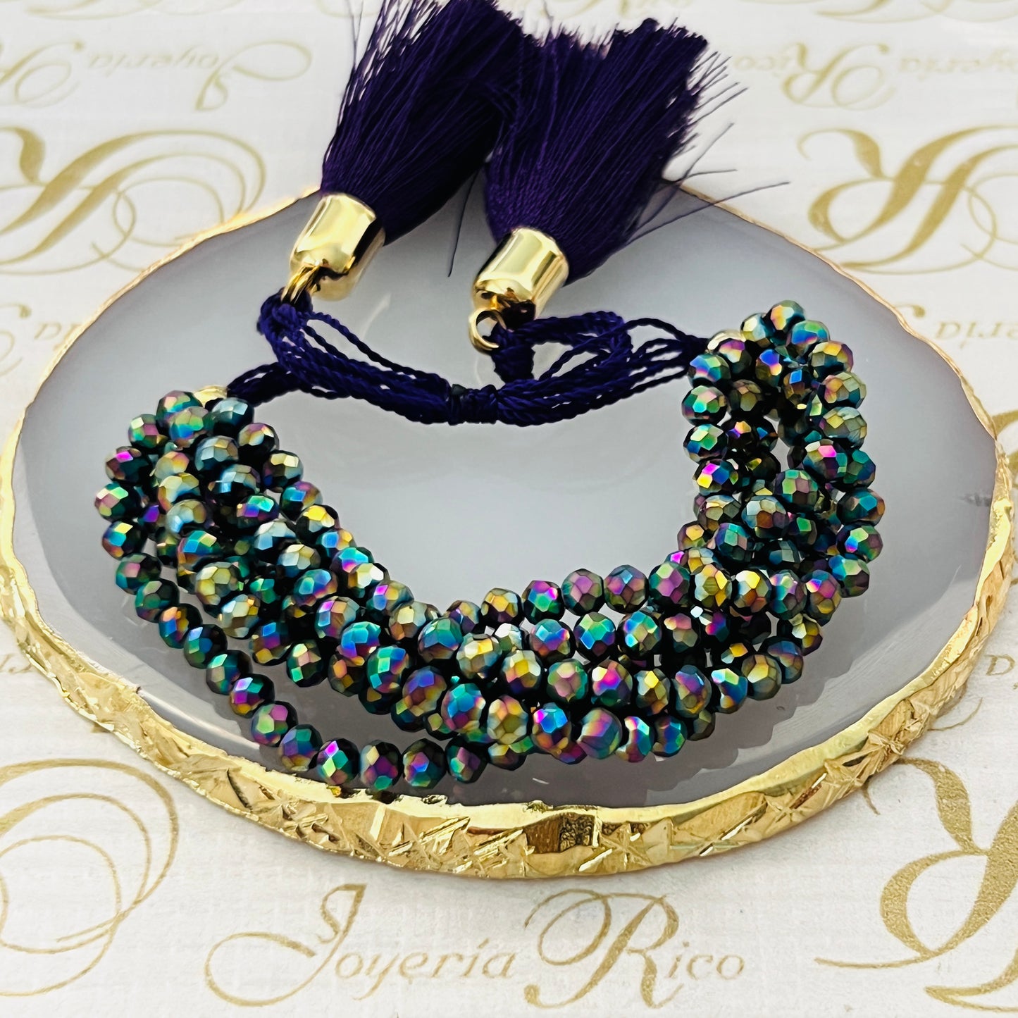 Pulsera 7 hilos de cristal / ajustable