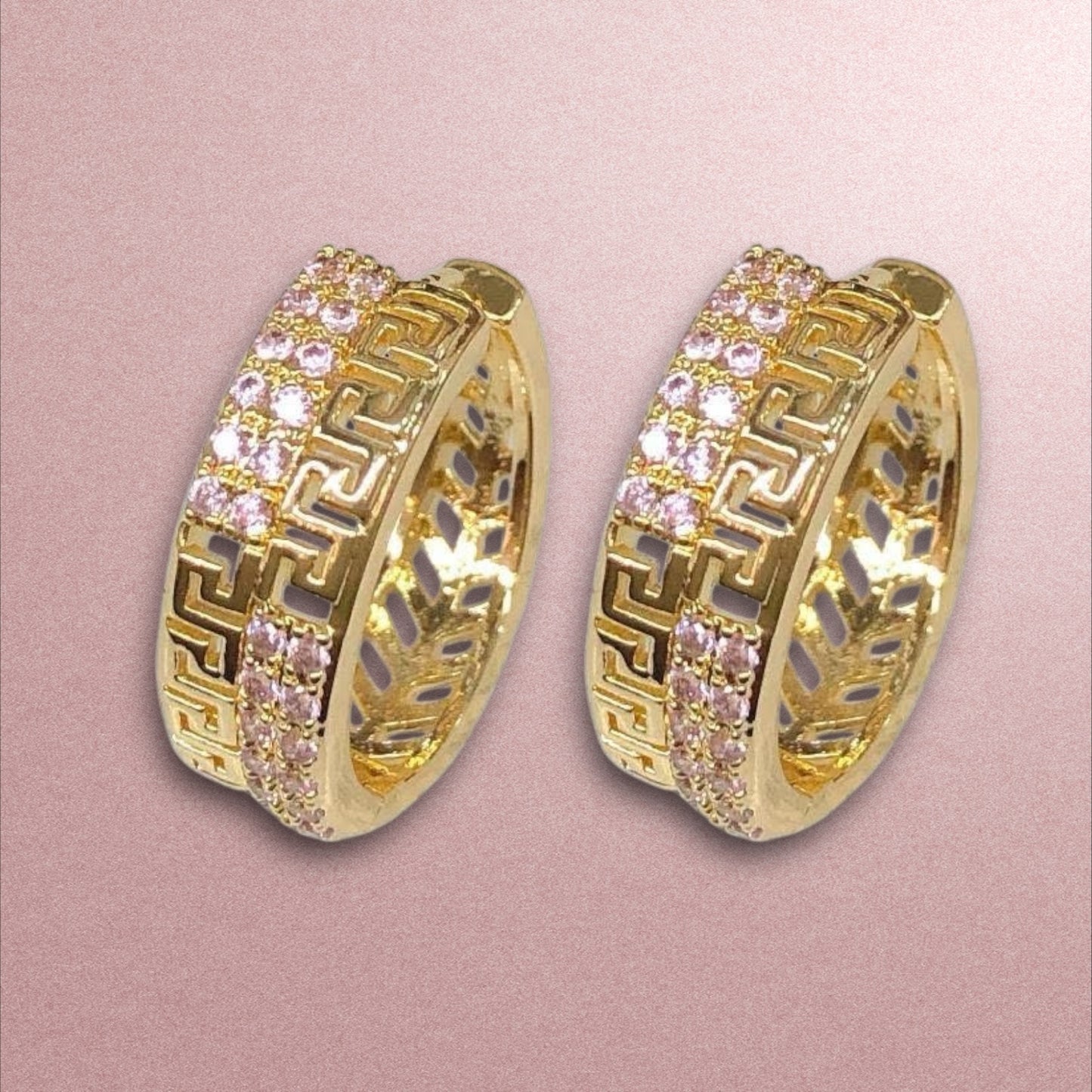 Huggies grecas medianas / Oro laminado 18K