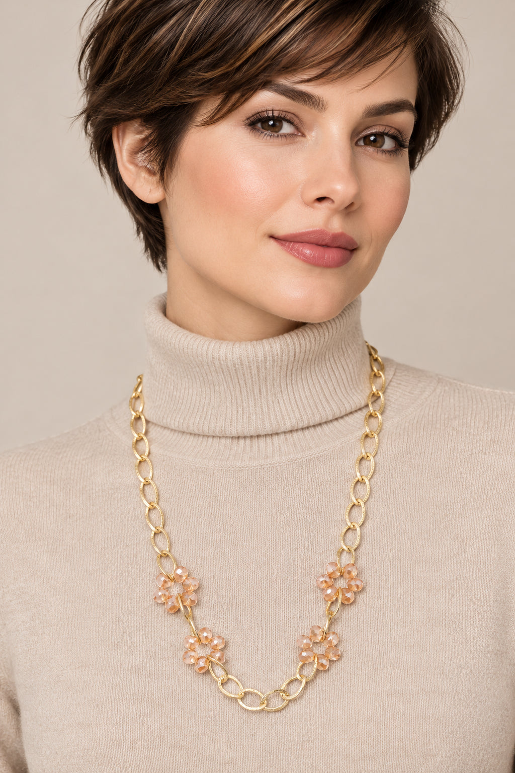 Collar de Cristal / Chapa de Oro 14K