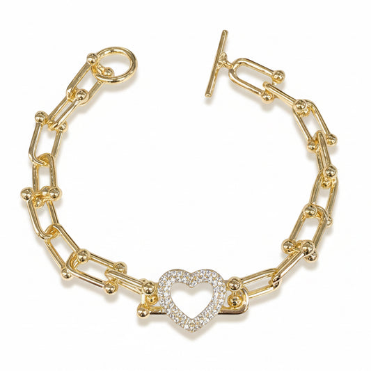 Pulsera Corazón / Oro laminado 18K