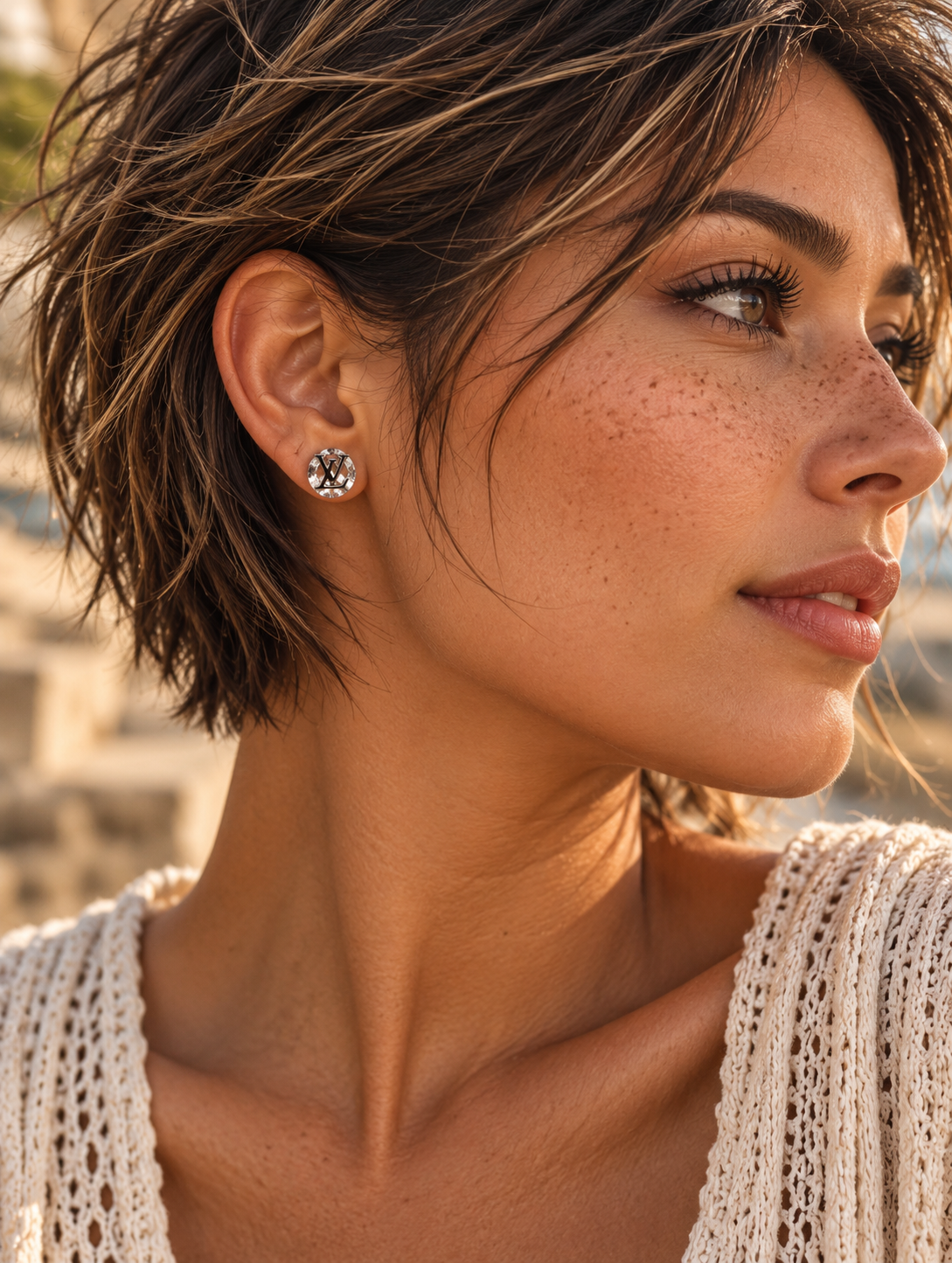 Aretes Inspirados LV / Oro Laminado 18K
