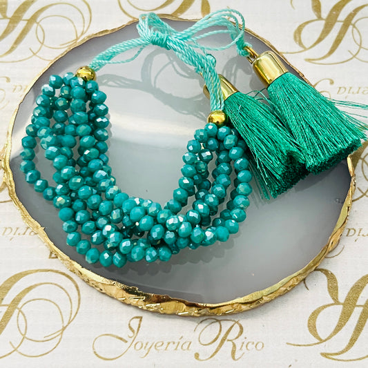 Pulsera 7 hilos de cristal / ajustable