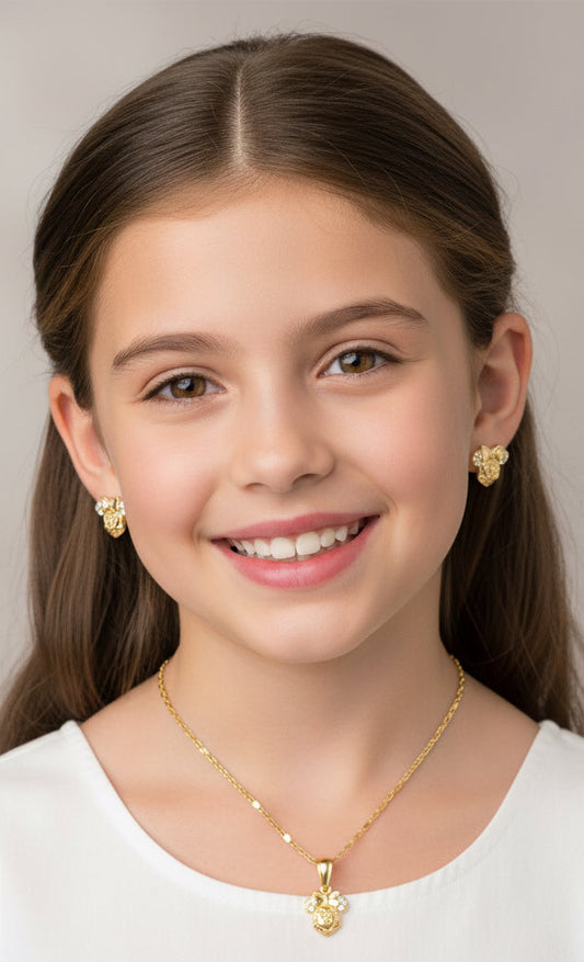 Set Minie aretes dije y cadena/ Oro laminado 18K