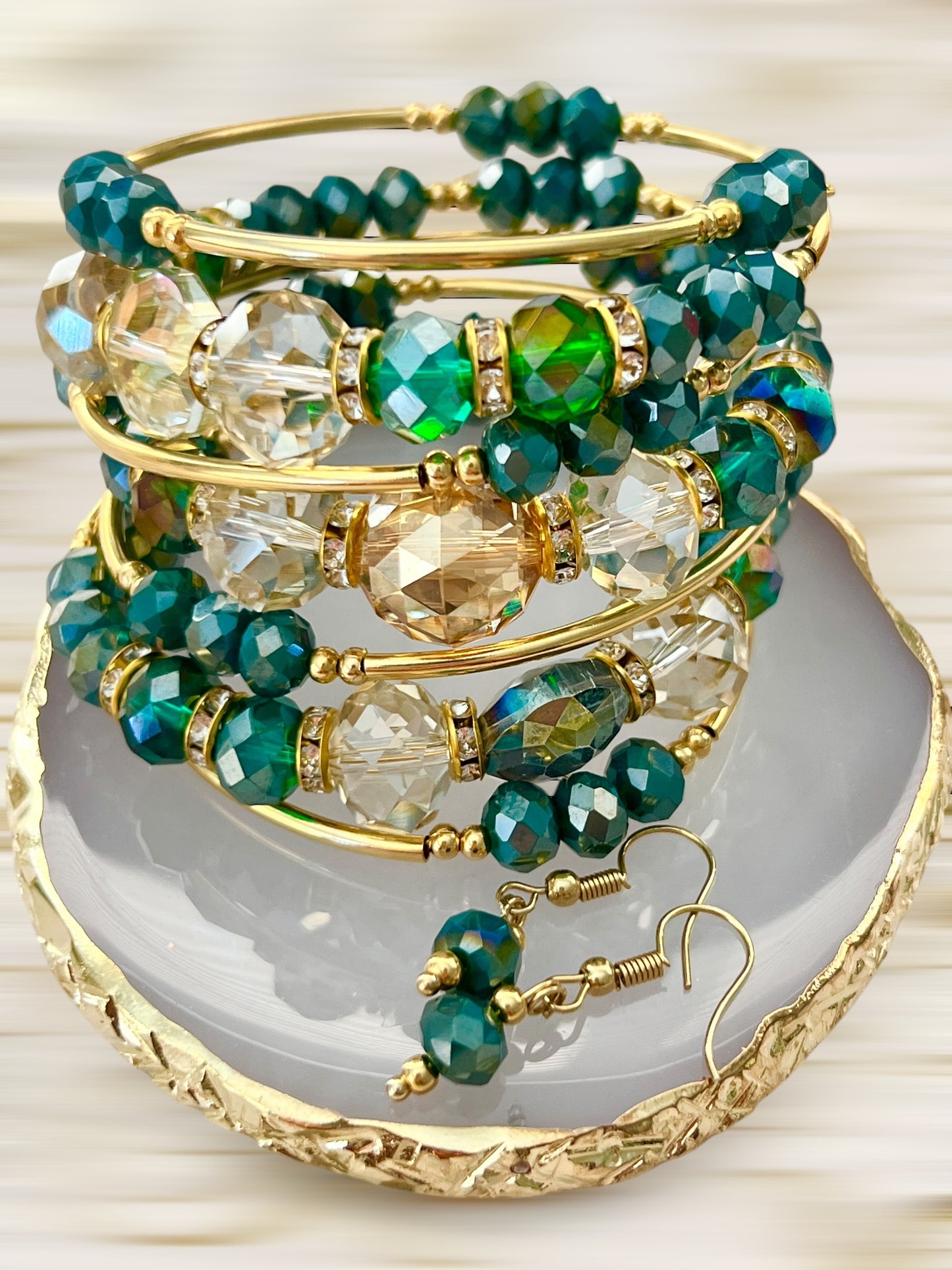 Semanario Pulsera Espiral 🌀 con Aretes / Chapa de Oro 14K