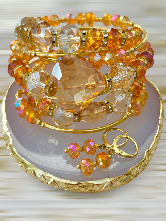 Semanario Pulsera Espiral 🌀 con Aretes / Chapa de Oro 14K