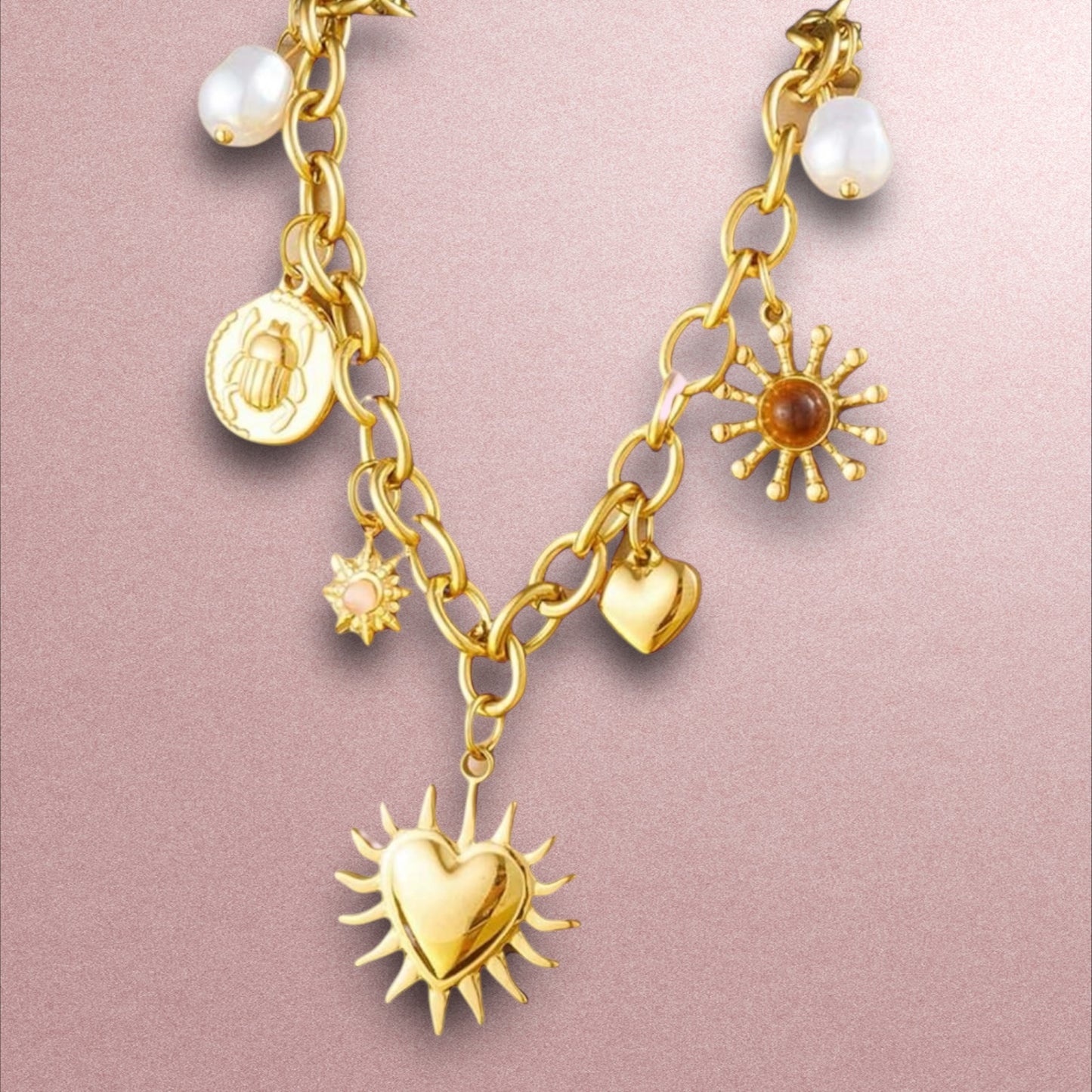 Collar con dijes / Acero Inoxidable