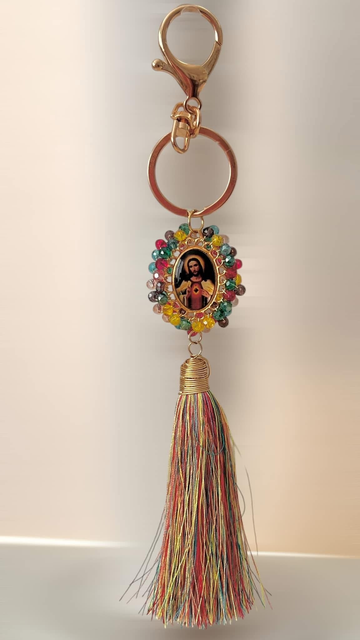 Llavero Religioso Sagrado Corazón / Chapa de Oro 14K