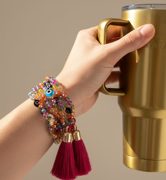 Pulsera de hilo ojito / Chapa de Oro 14k