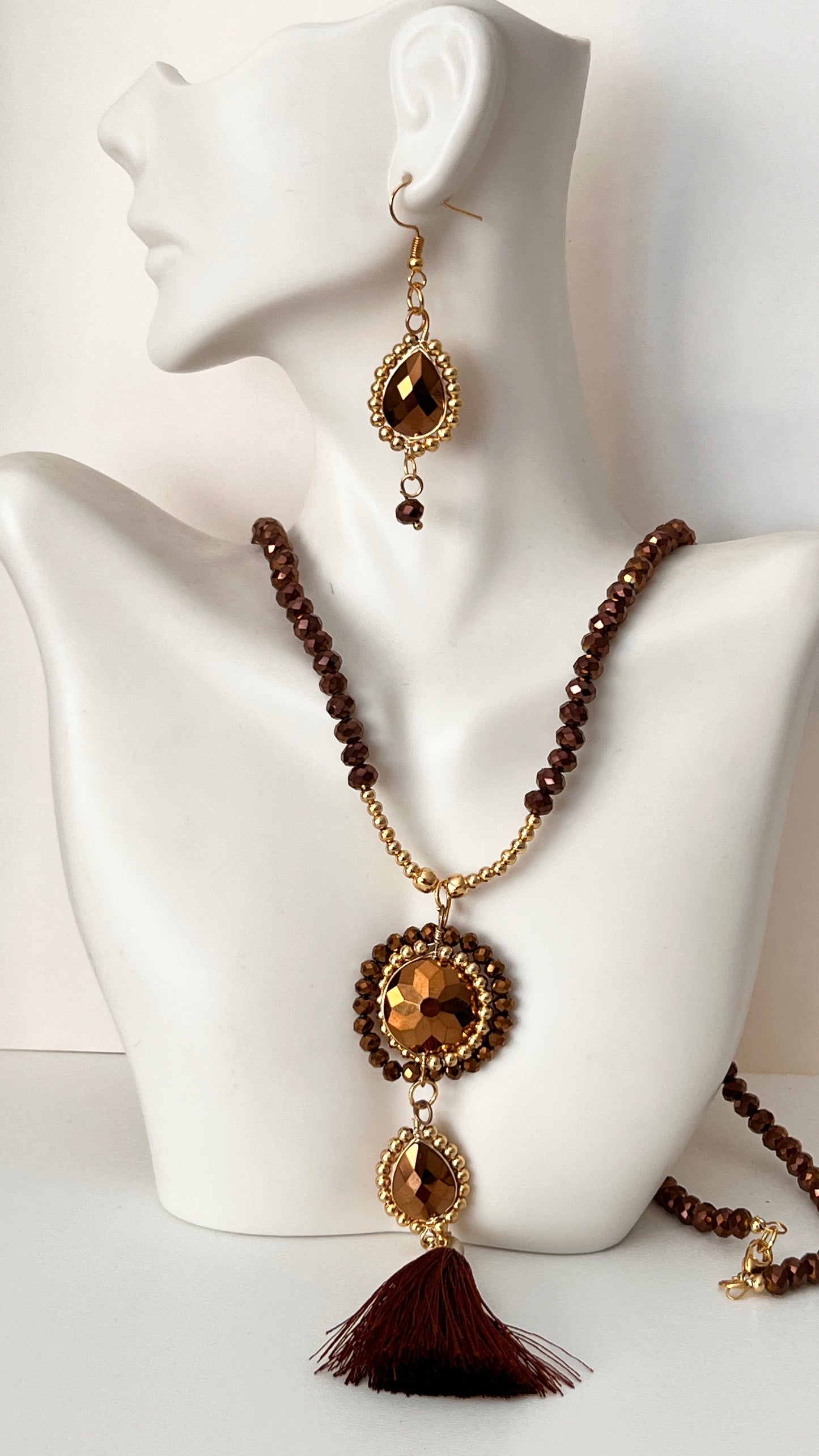 Set collar y aretes / Chapa de Oro 14K