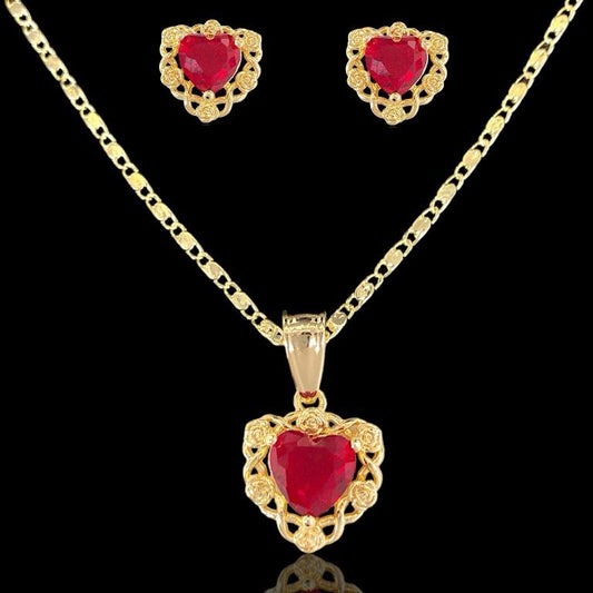 Set corazón / Oro laminado 18K