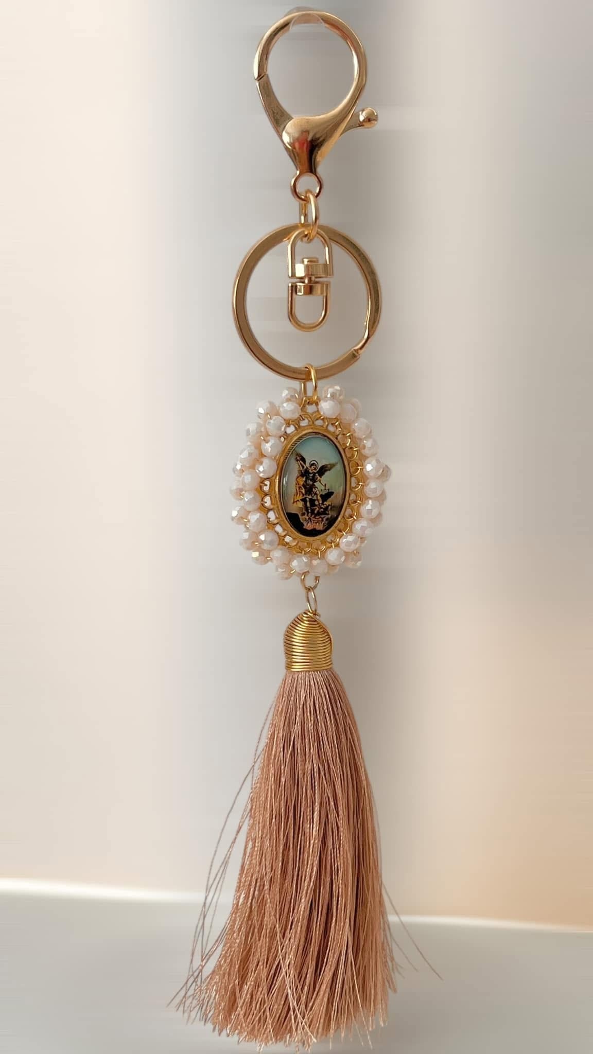 Llavero Religioso Arcángel / Chapa de Oro 14K