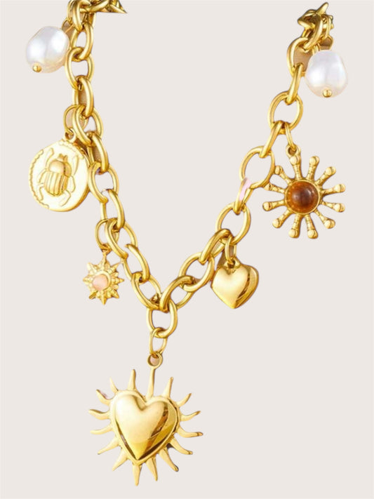 Collar con dijes / Acero Inoxidable