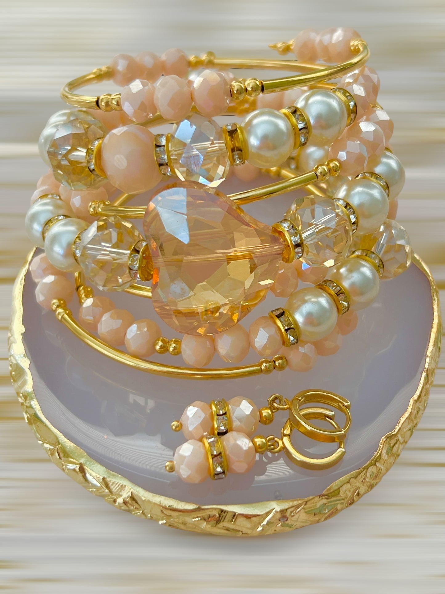 Semanario Pulsera Espiral 🌀 con Aretes / Chapa de Oro 14K