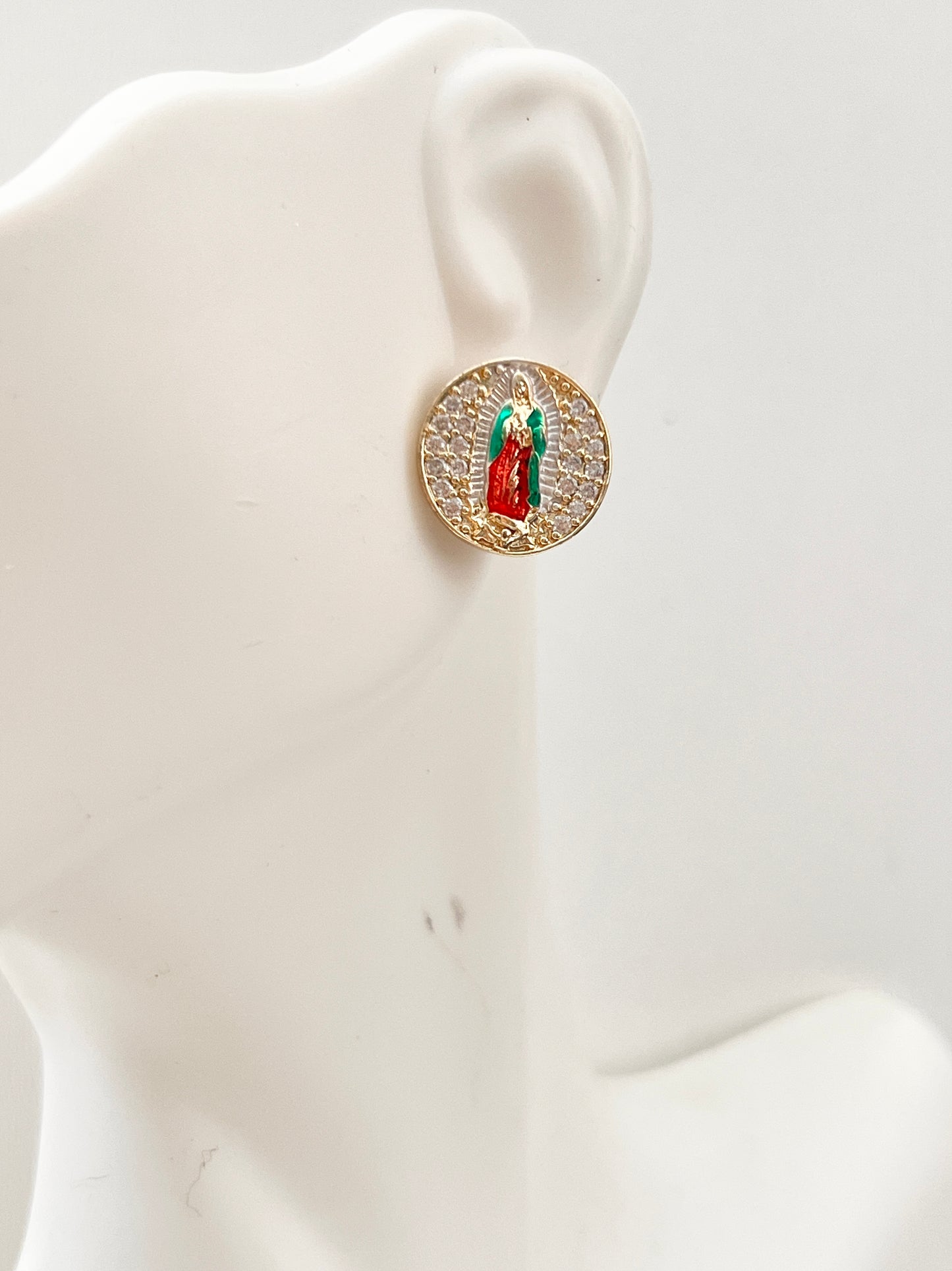 Aretes Virgen de Guadalupe/ Oro Lminado 18K