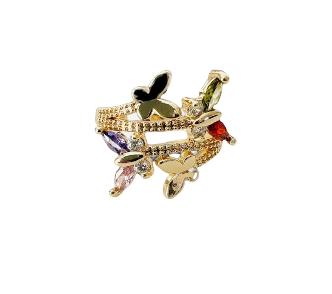 Multicolor Butterfly Ring / 18K Laminated Gold