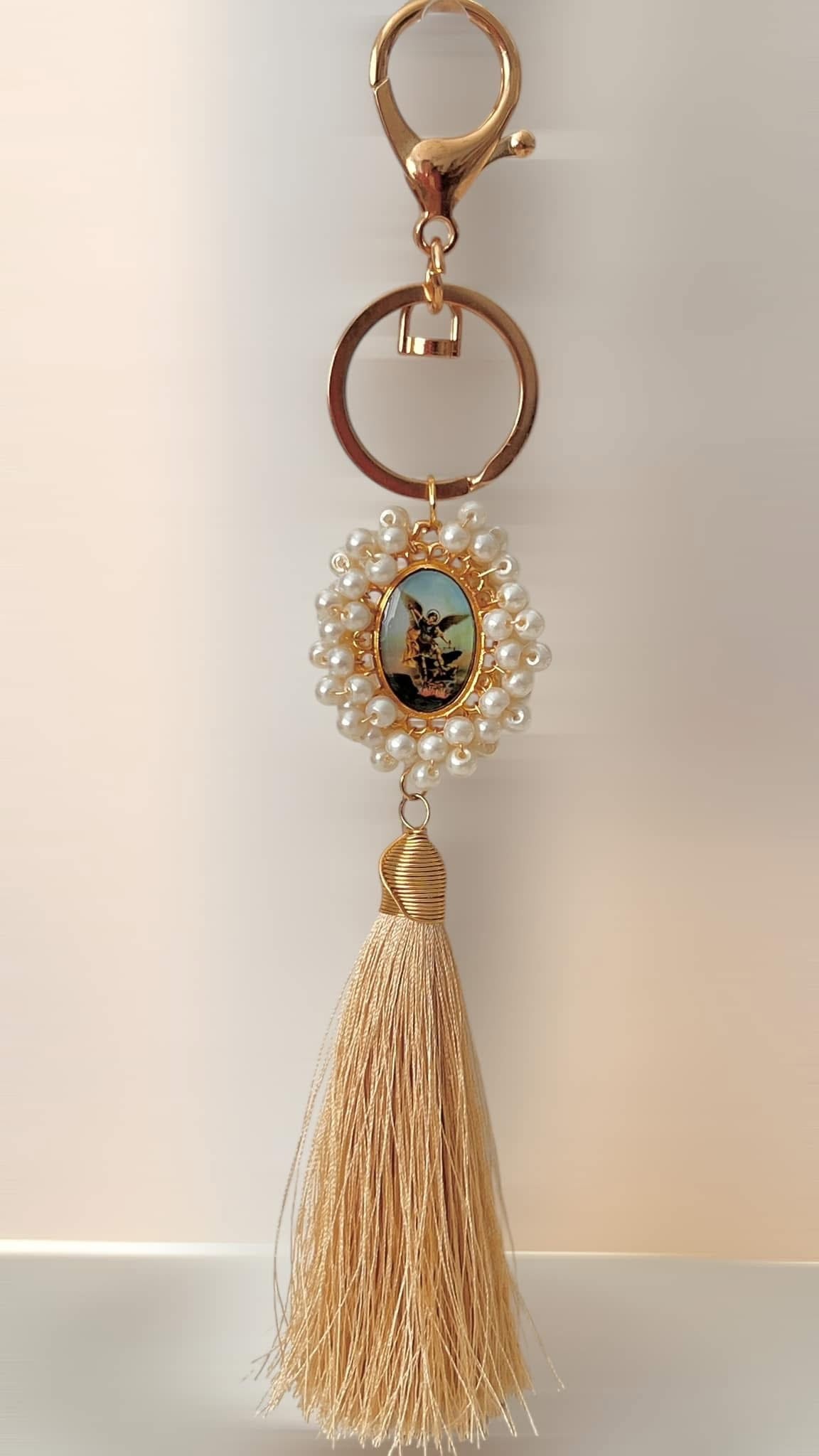 Llavero Religioso Arcángel / Chapa de Oro 14K