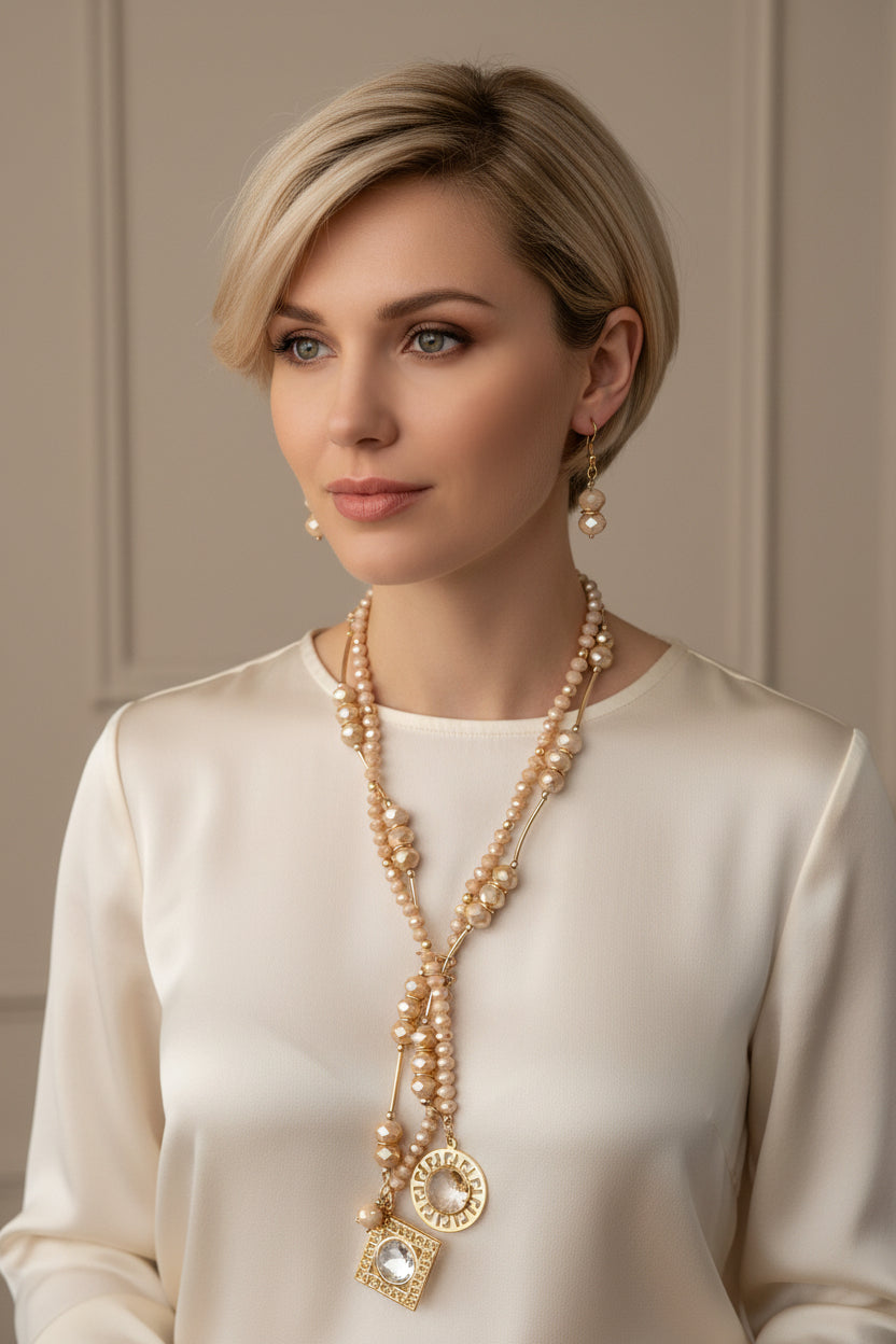 Set collar y aretes / Chapa de Oro 14K