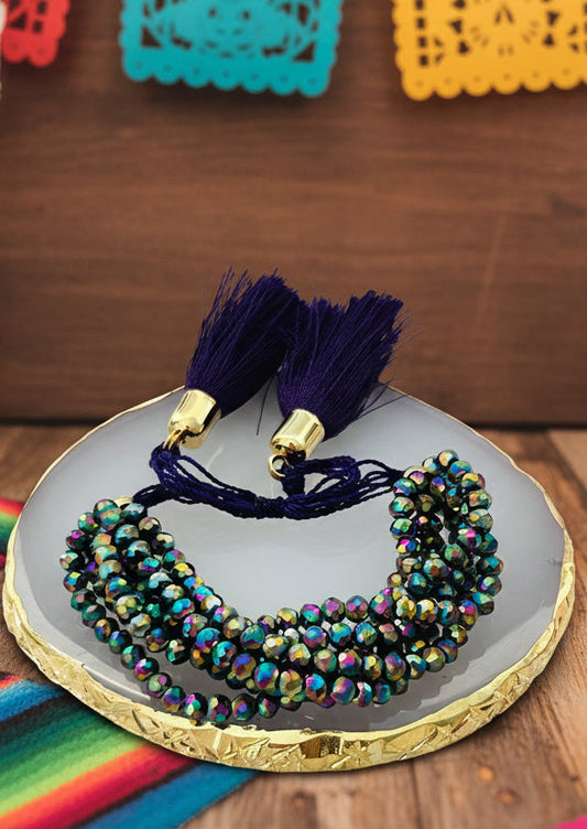 Pulsera 7 hilos de cristal / ajustable