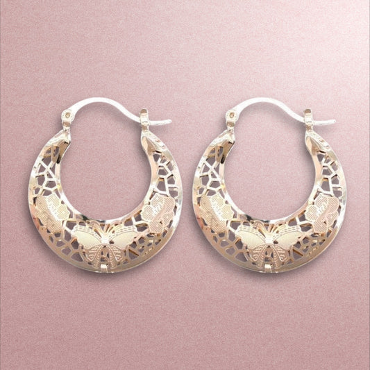 Arracadas fasetada medianas / Oro Laminado 18K