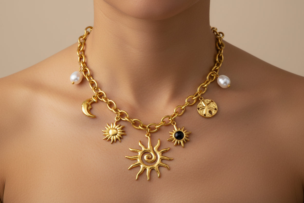 Collar con dijes / Acero Inoxidable