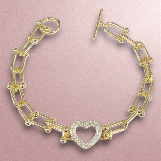 Pulsera Corazón / Oro laminado 18K
