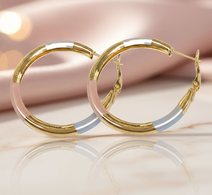 Arracadas 3 oros grandes / Oro Laminado 18K