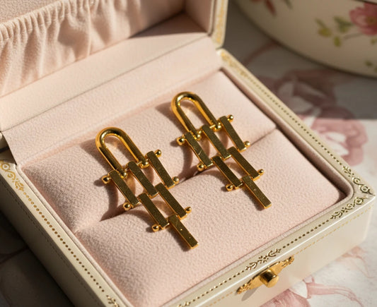 Aretes Geo / Oro Laminado 18K
