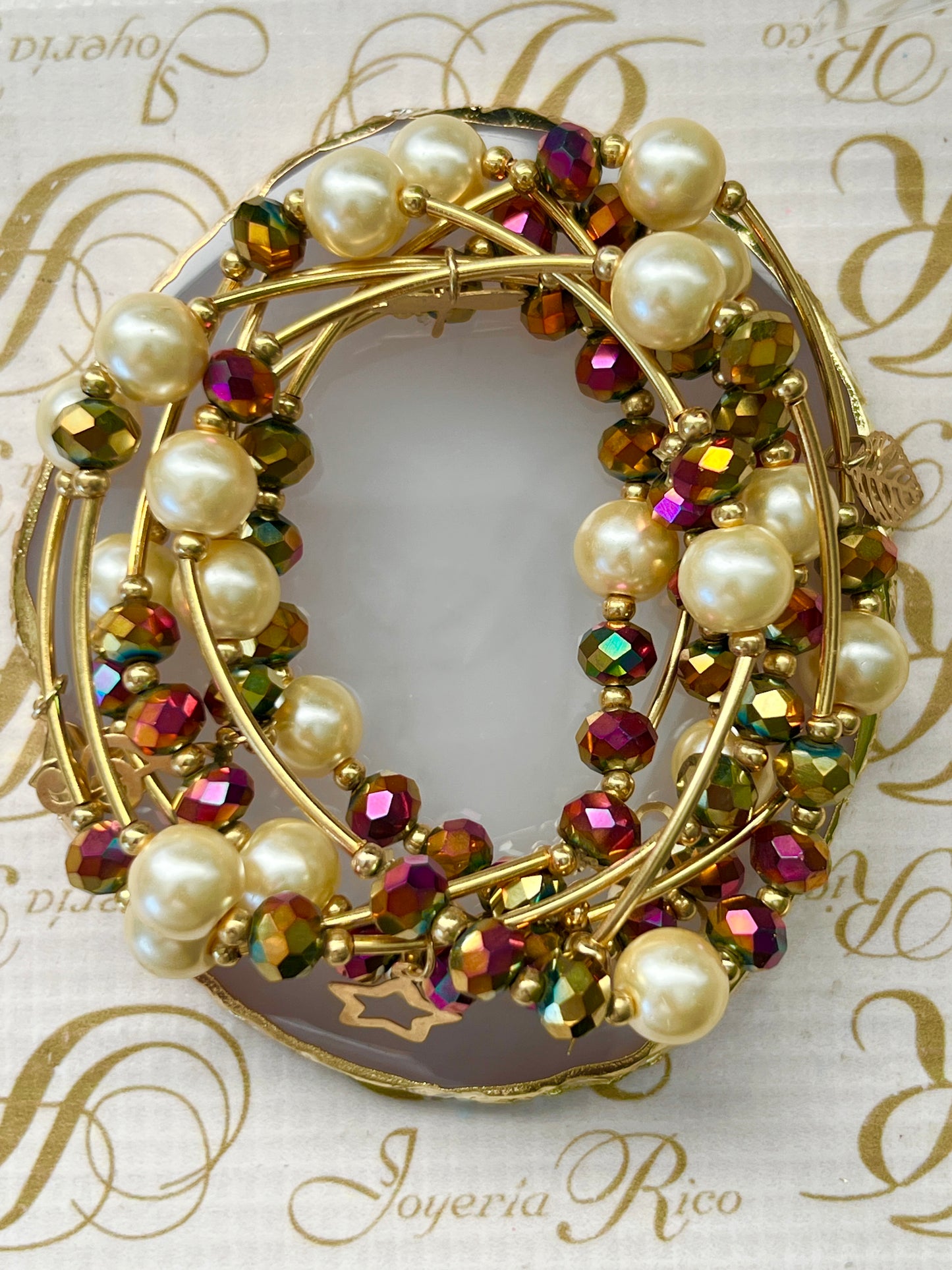 Semanario Perla Cristal / Chapa de Oro 14K