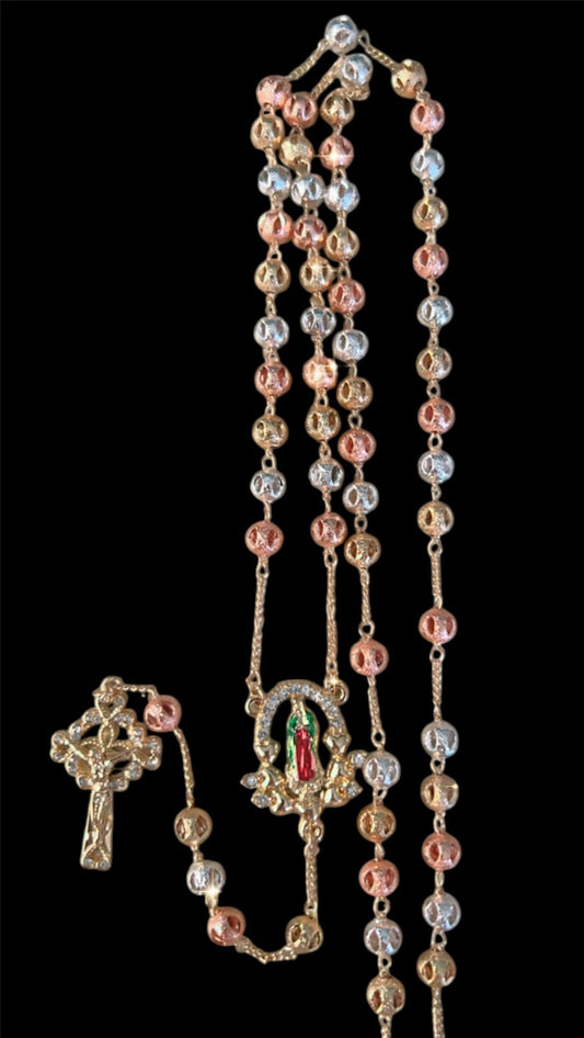 Rosario Cristo y Virgen 26” / Oro laminado 18K