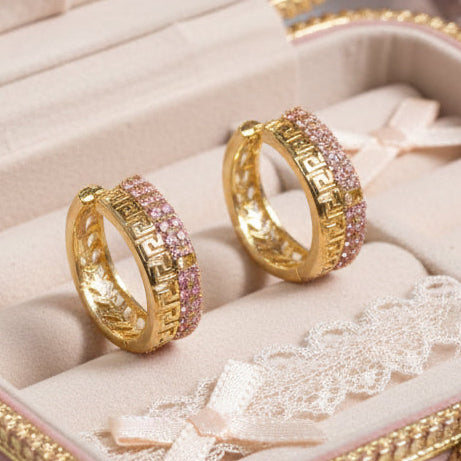 Huggies grecas medianas / Oro laminado 18K