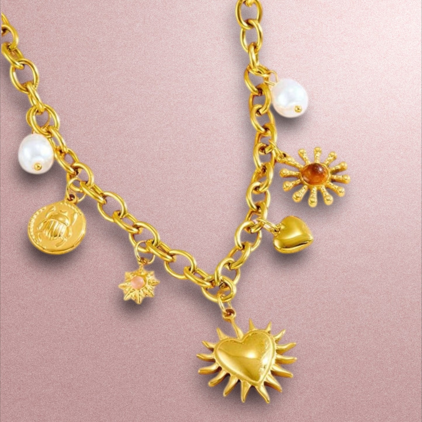 Collar con dijes / Acero Inoxidable