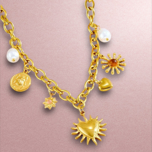 Collar con dijes / Acero Inoxidable