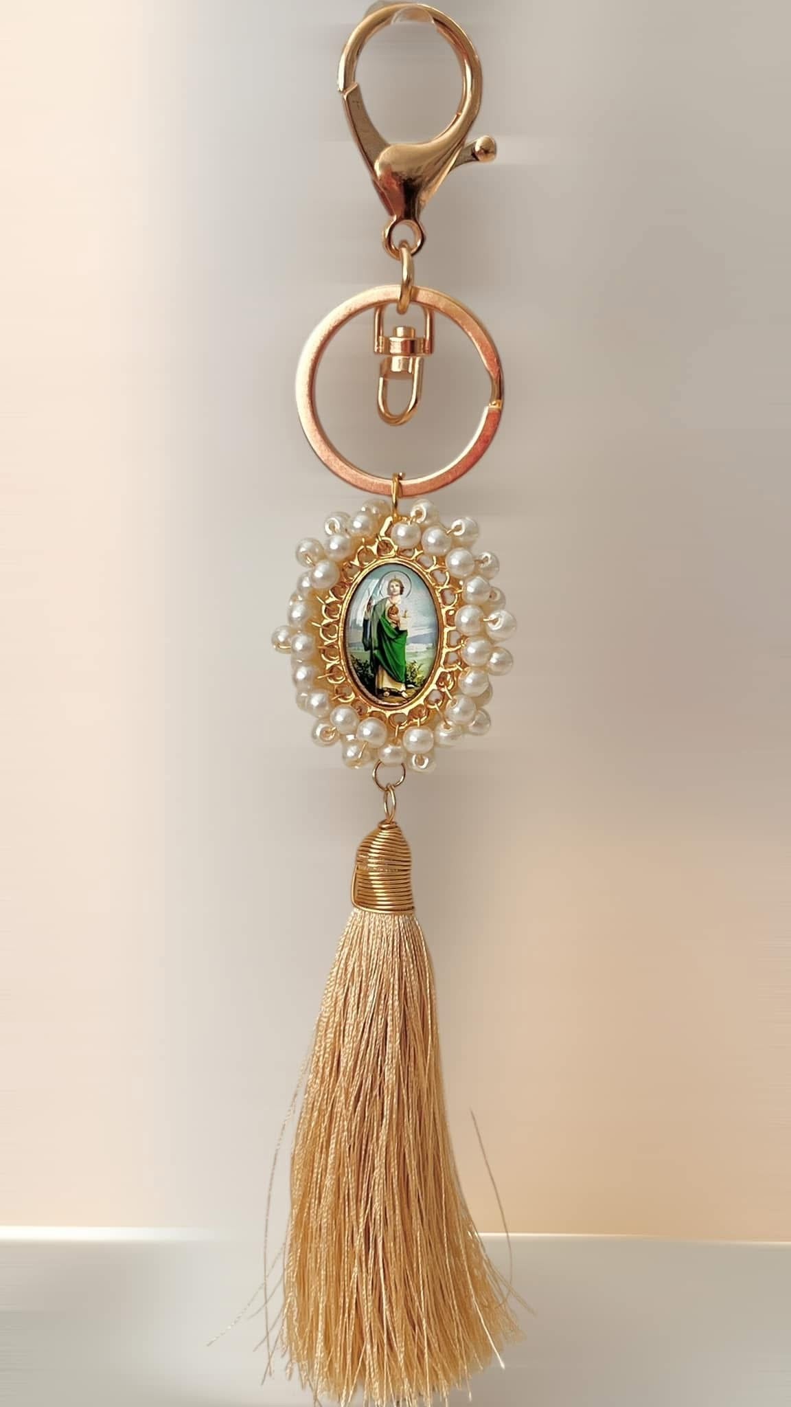 Llavero Religioso San Judas/ Chapa de Oro 14K