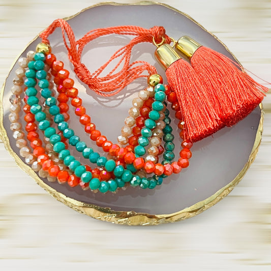 Pulsera 7 hilos de cristal / ajustable