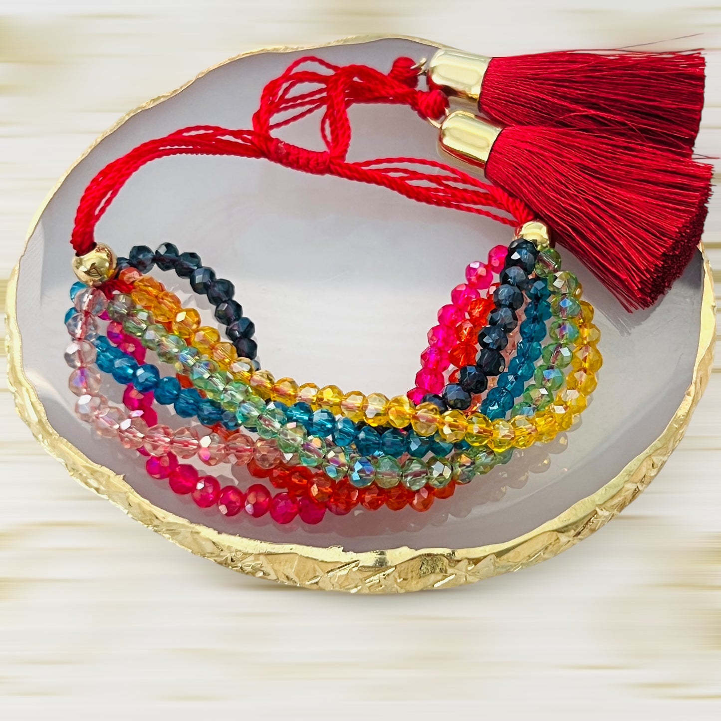 Pulsera 7 hilos de cristal / ajustable