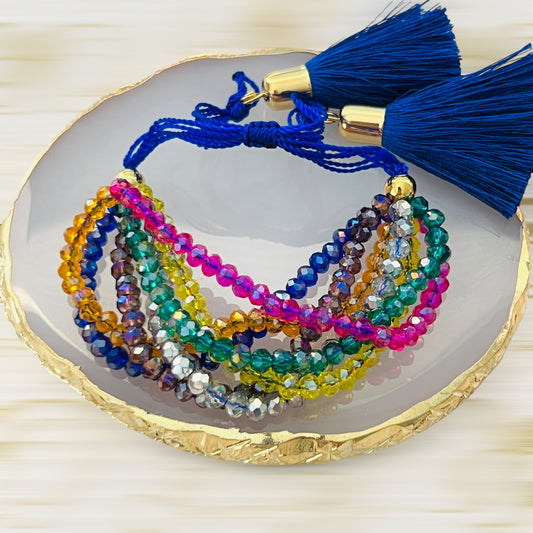 Pulsera 7 hilos de cristal / ajustable