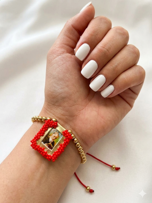 Pulsera de hilo San Benito / Chapa de Oro 14k
