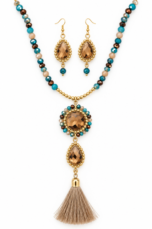 Set collar y aretes / Chapa de Oro 14K