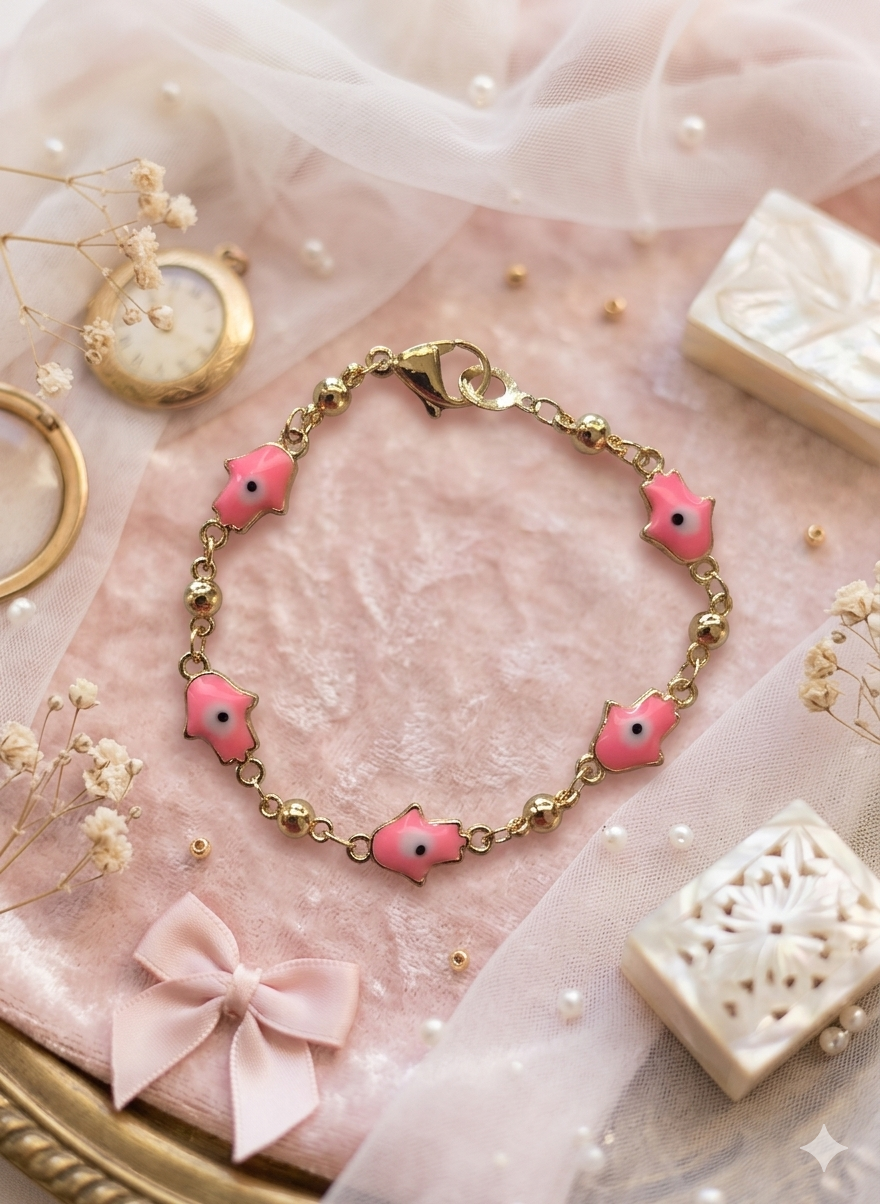 Pulserita de mano de Fatima  para niña / Oro Laminado 18K