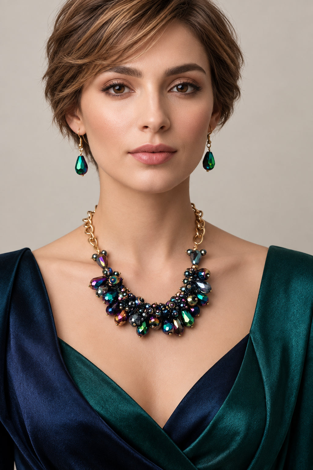 Set collar y aretes / Chapa de Oro 14K