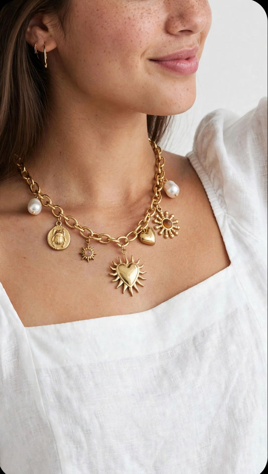 Collar con dijes / Acero Inoxidable